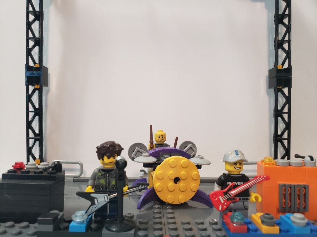 Lego model of Resistance House Band playing on stage